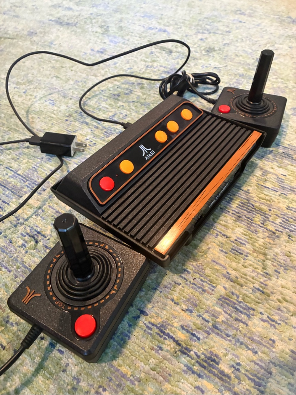 Classic Plug-and-Play Console with Black and Orange Controllers